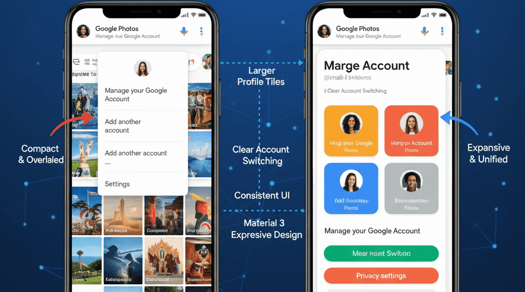 Full-screen account menu