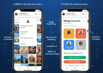 Full-screen account menu