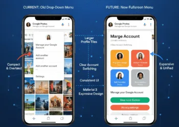 Full-screen account menu